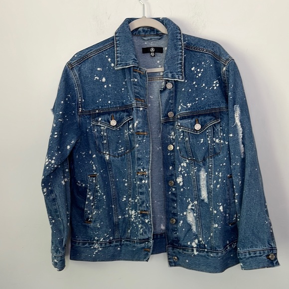 Missguided Distressed Bleached Jean Denim Jacket - Picture 1 of 5